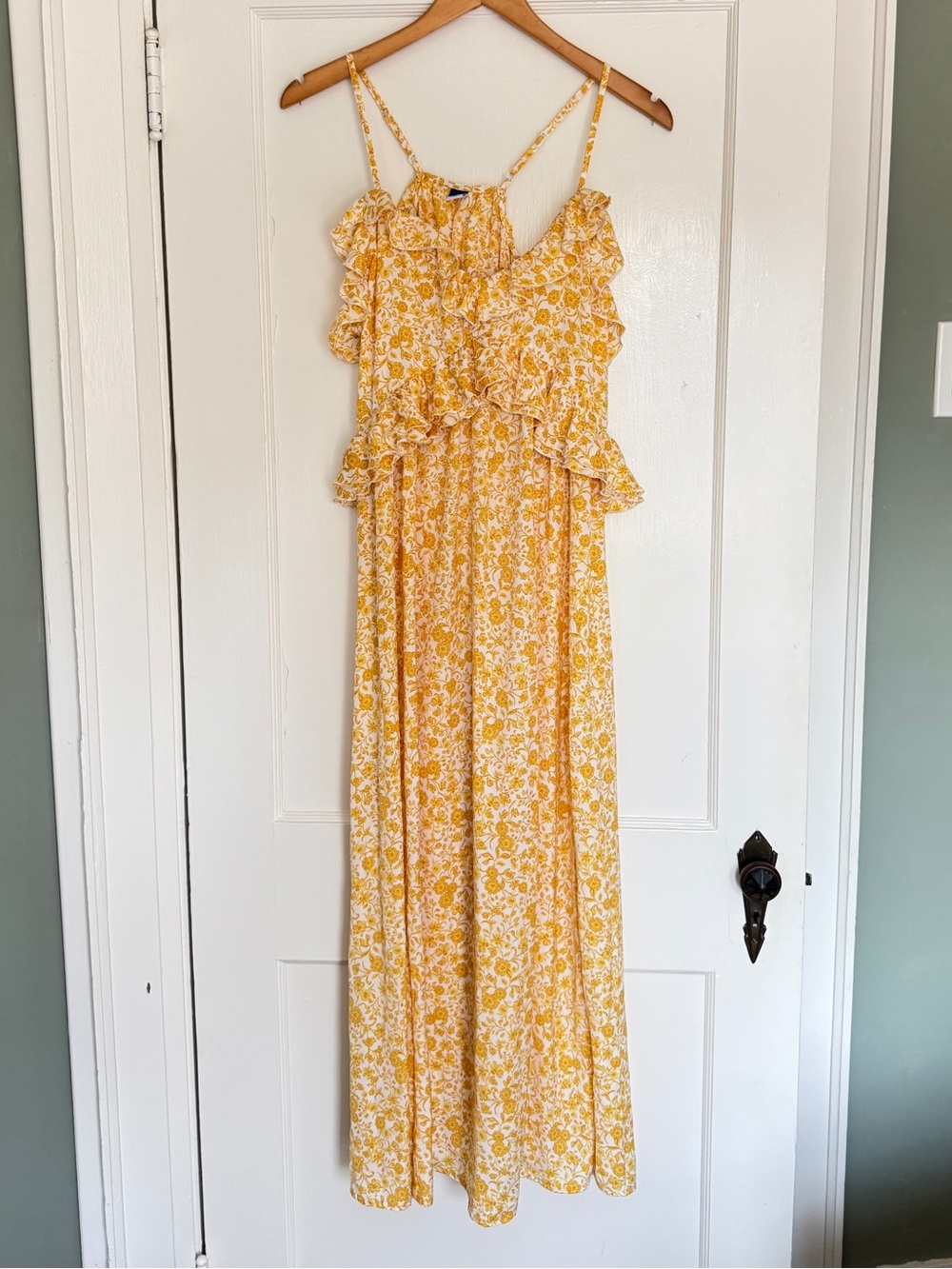 NWOT Old Navy Yellow Floral Ruffle Maxi Dress